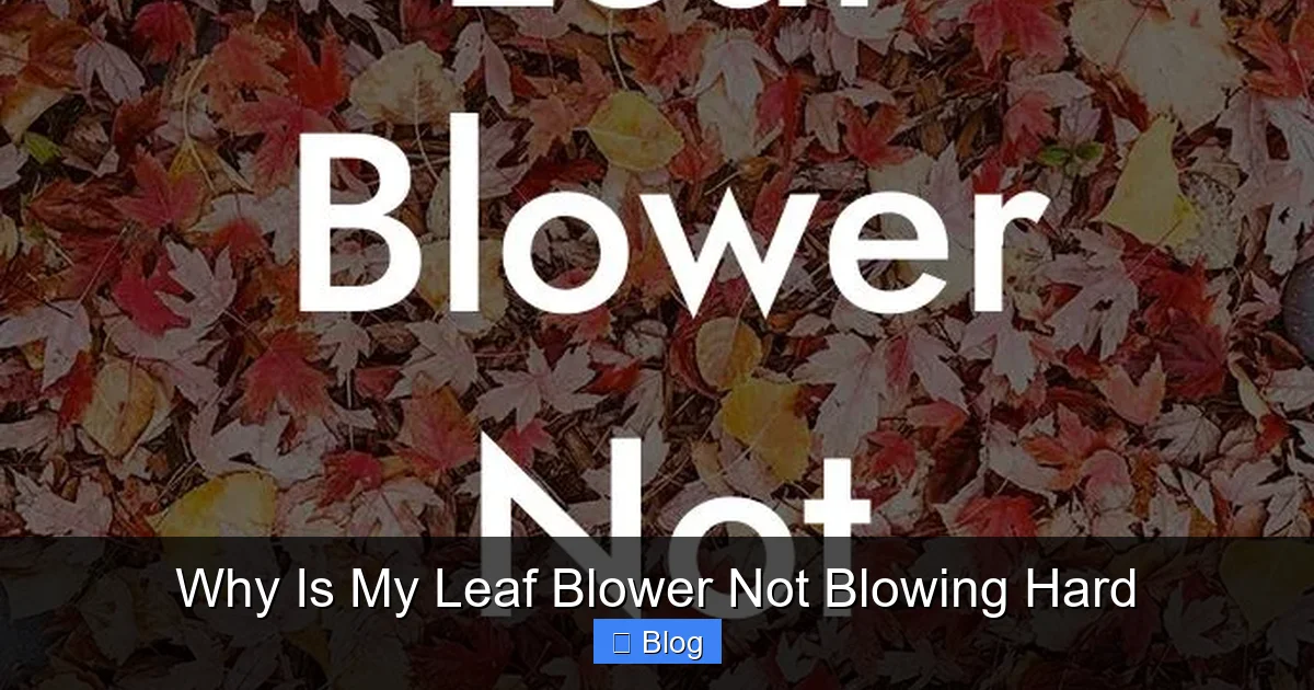 Why Is My Leaf Blower Not Blowing Hard