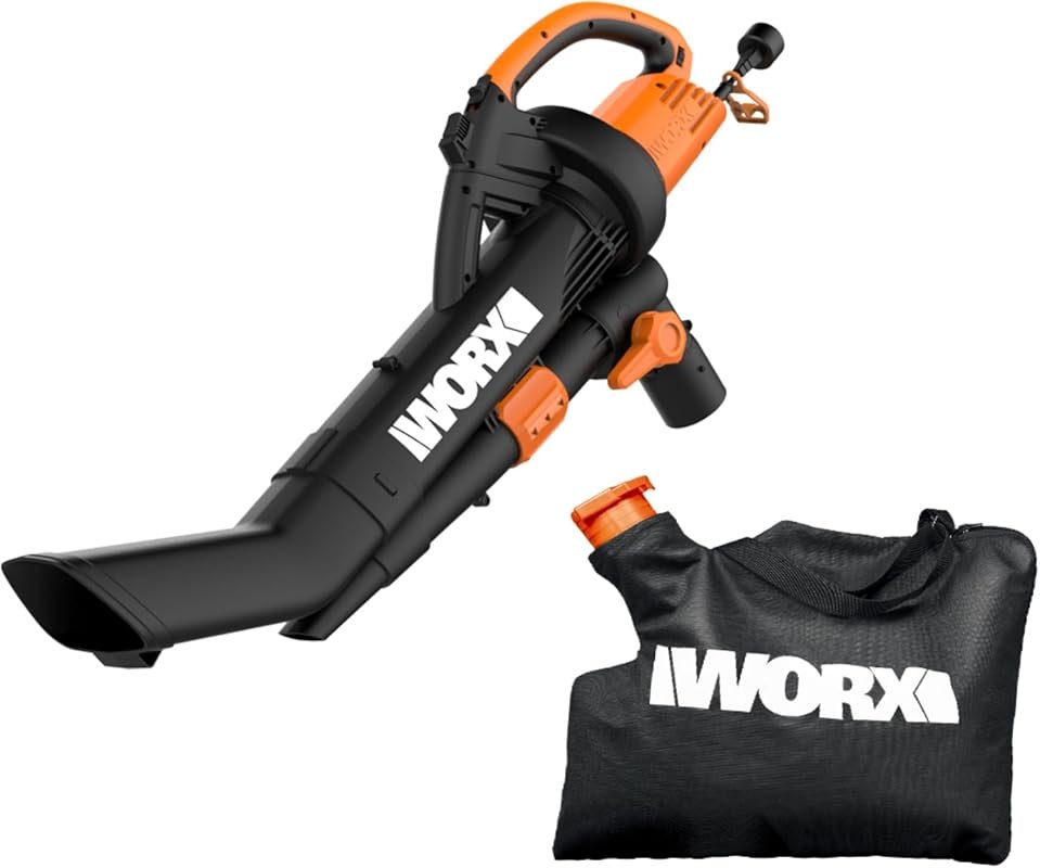 WORX Trivac 3-in-1 Electric Leaf Blower, Vacuum, and Mulcher with 350C