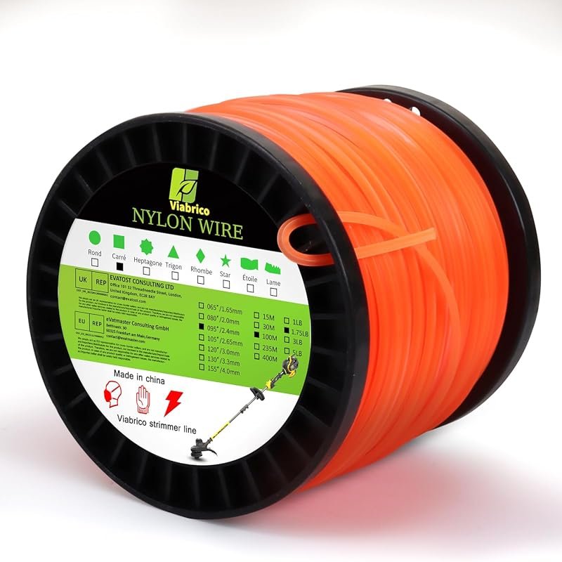 Commercial Grade .095 Inch Square Heavy Duty Nylon Weed Eater String