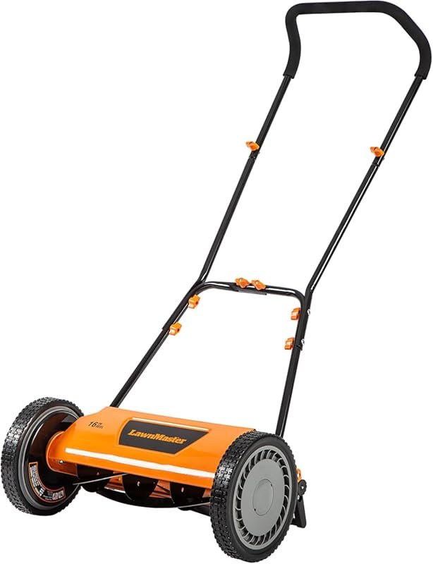 LawnMaster LMRM1602 16-Inch 5-Blade Push Reel Lawn Mower, Quiet Eco-Fr