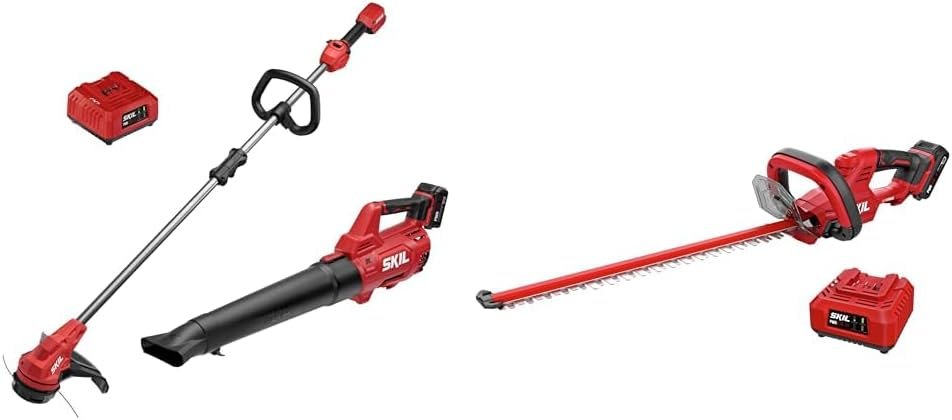 SKIL 20V Cordless Outdoor Power Tool Kit with String Trimmer, Leaf Blo