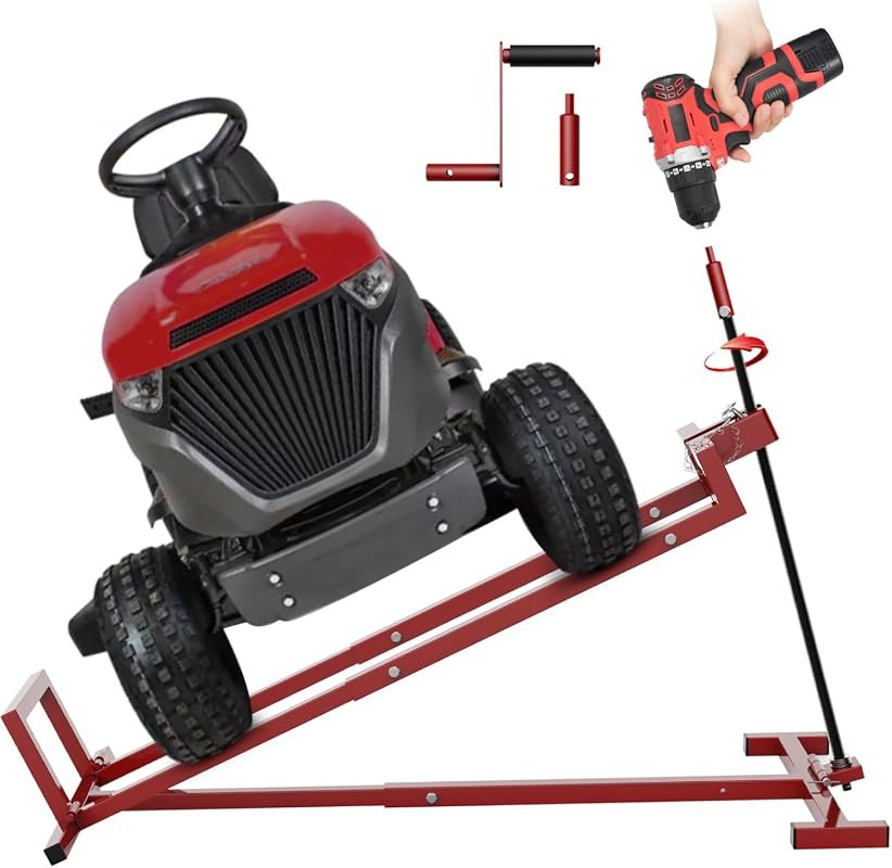 Heavy Duty Telescopic Lawn Mower Lift Jack with Crank Handle for Ridin