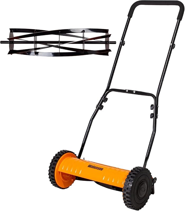 Walensee 16-Inch Manual Push Reel Lawn Mower with 5-Blade Alloy-Steel 