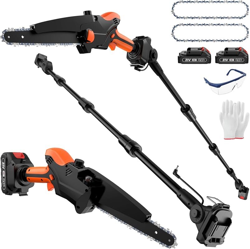 2-in-1 Cordless Electric Pole Saw and 8-Inch Mini Chainsaw Combo