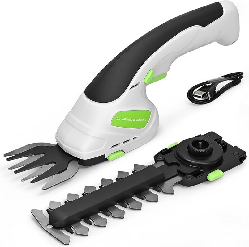 2-in-1 Cordless Hedge Trimmer and Electric Grass Shear, Lightweight Ha