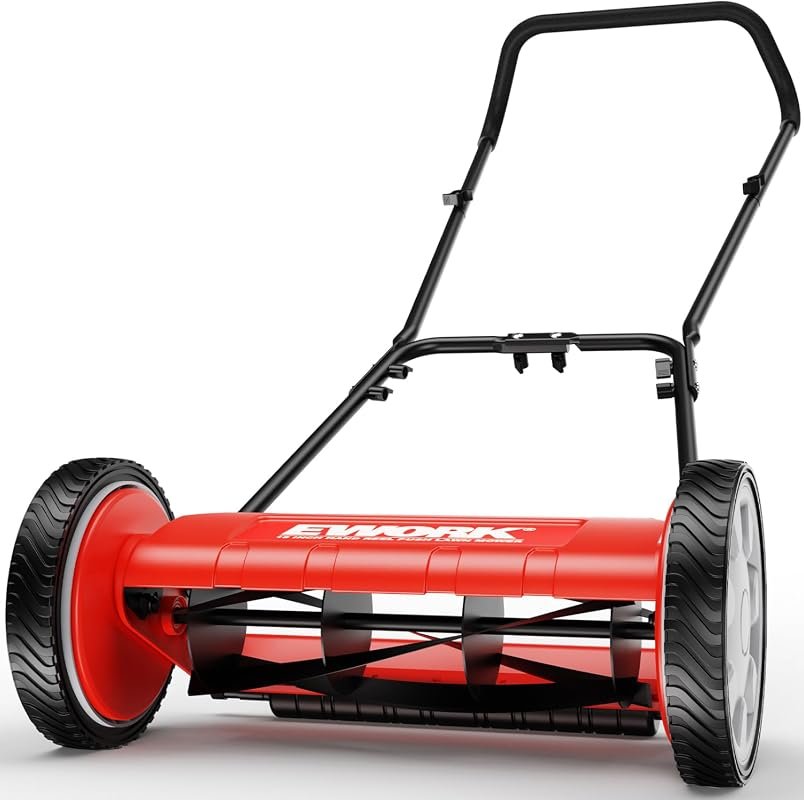EWORK 23-Inch Push Reel Lawn Mower Featuring 5-Blade Cutting System fo