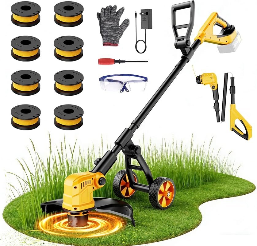 3-in-1 Cordless String Trimmer and Edger for Dewalt 20V Battery with W